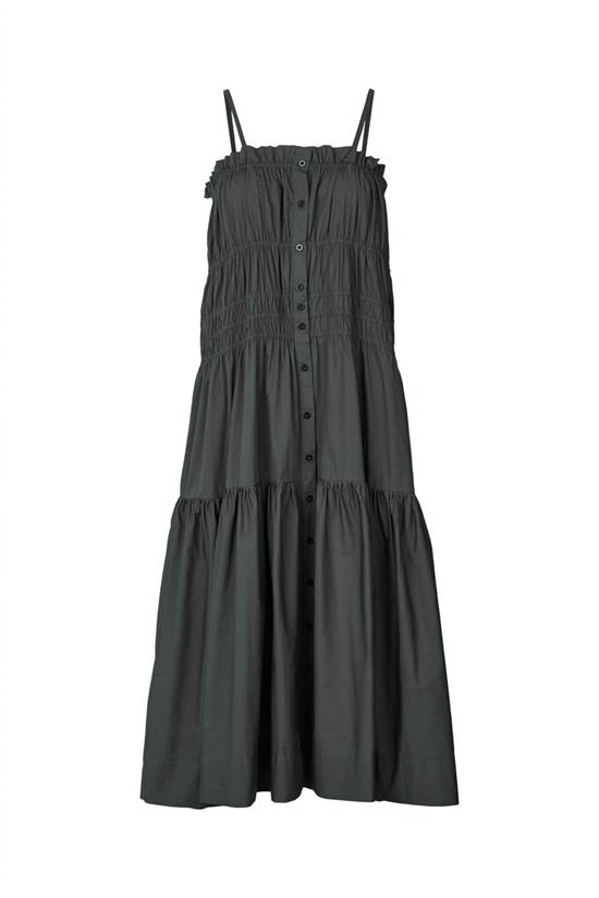 Rabens Saloner Kjole - LUZ Varied Gathering Dress, Dark Denim